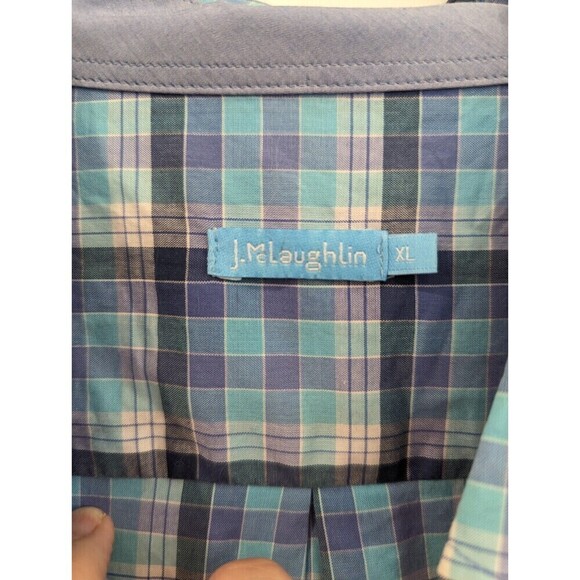 J McLaughlin Mens Blue‎ Plaid Button Up Shirt XL - Picture 6 of 10
